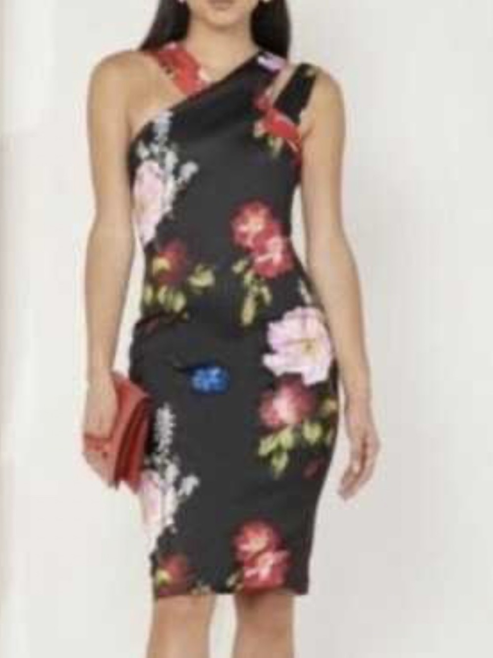 Ted Baker Polayo Berry Sundae Asymmetric Floral Sheath Dress TB 5 US 12 XL - Picture 14 of 15